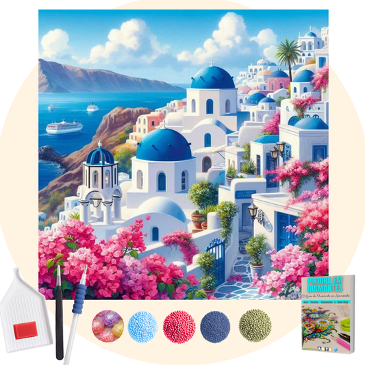 Kit Completo - Pintura em Diamantes Especiais Pó Mágico - Santorini