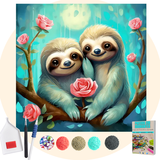 Kit Completo - Pintura em Diamantes Especiais MR - Preguiças