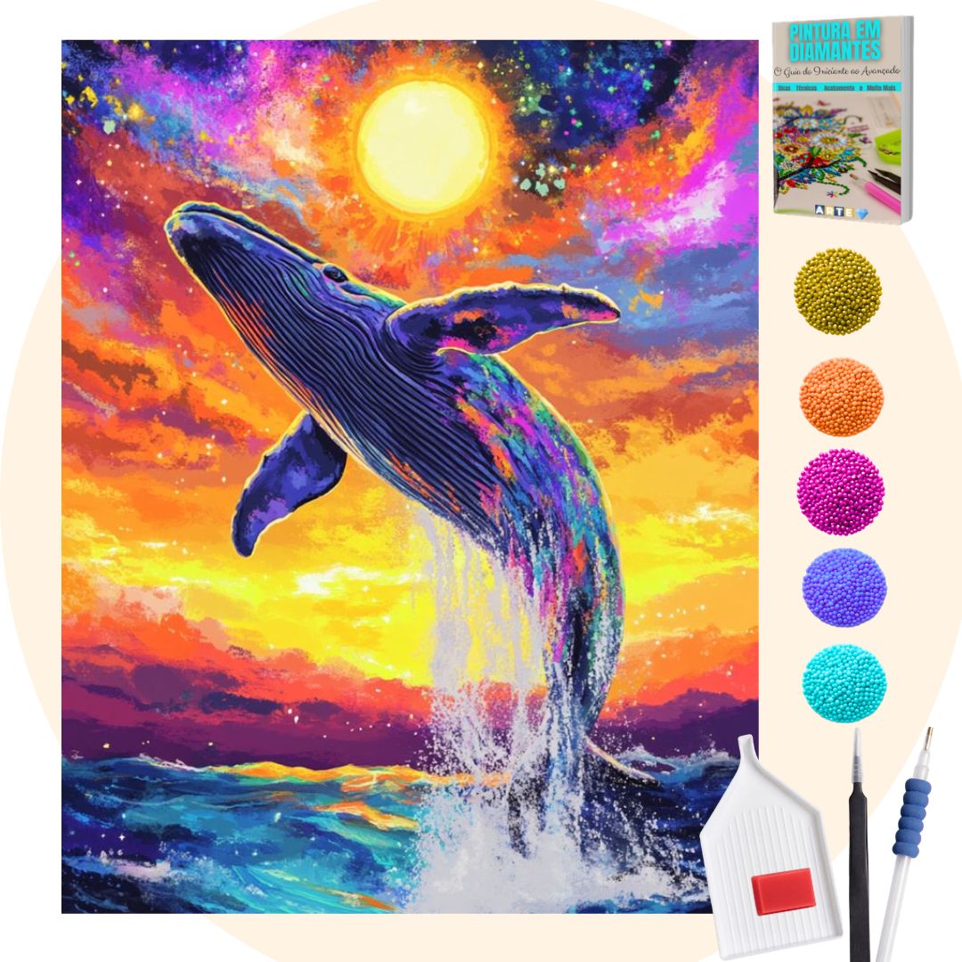 Kit Completo - Pintura em Diamantes - Baleia Rainha