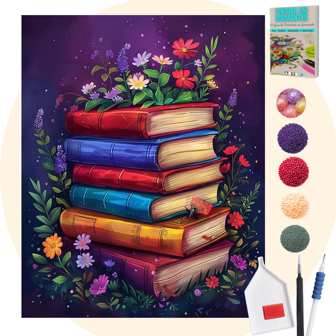 Kit Completo - Pintura em Diamantes Especiais Pó Mágico - Livros