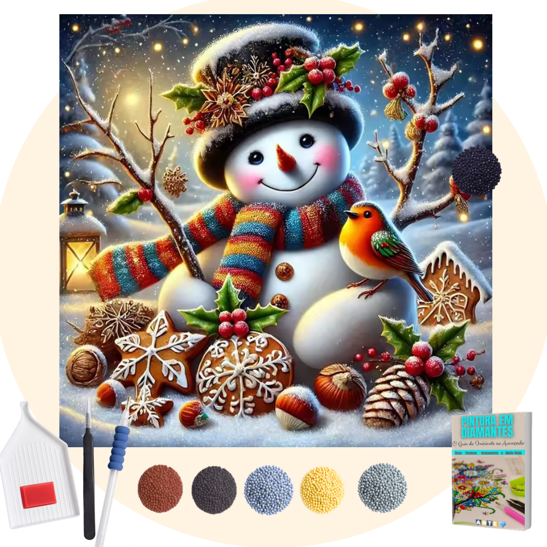 Kit Completo - Pintura em Diamantes - Boneco e Biscoitos