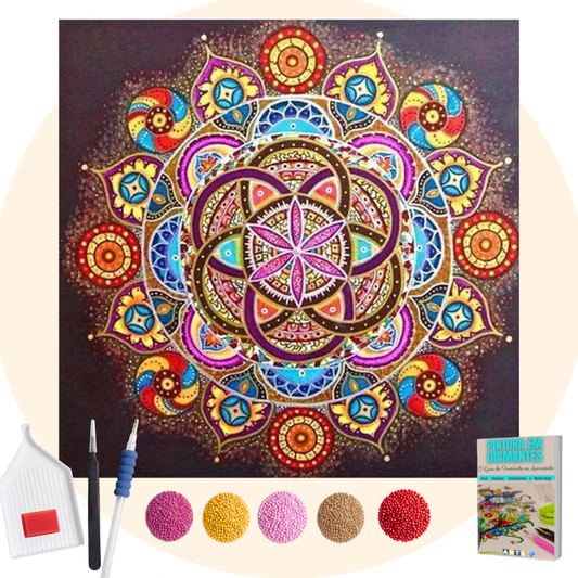 Kit Completo - Pintura em Diamantes - Mandala Felicidade