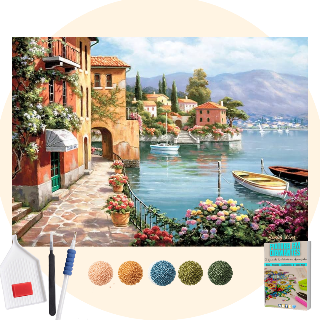 Kit Completo - Pintura em Diamantes - Vila Calma