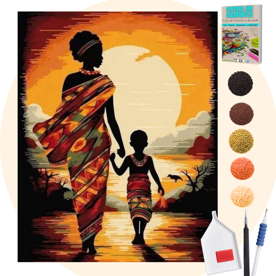 Kit Completo - Pintura em Diamantes - Mãe e filho