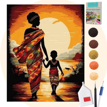 Kit Completo - Pintura em Diamantes - Mãe e filho
