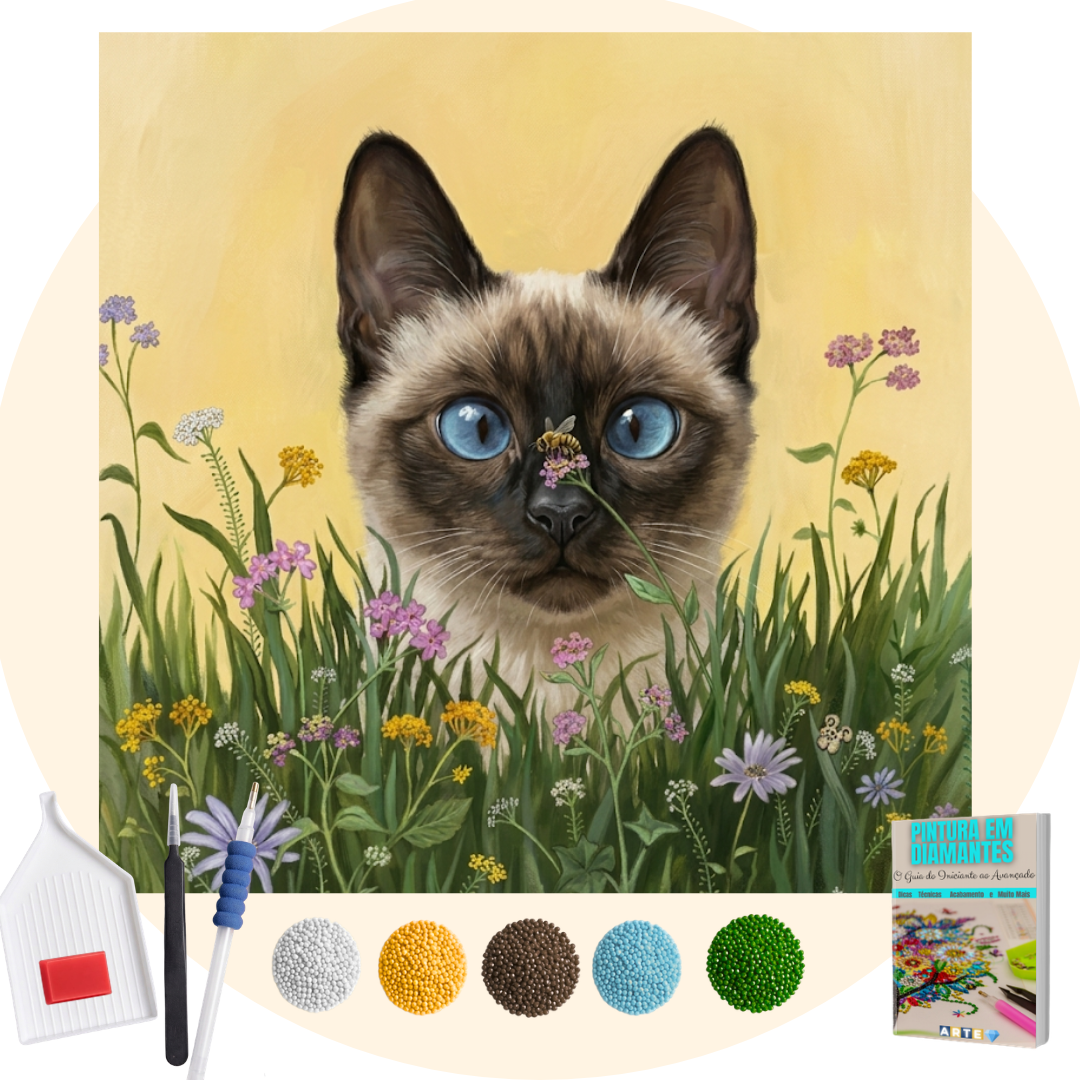 Kit Completo -  Pintura em Diamantes - Siames