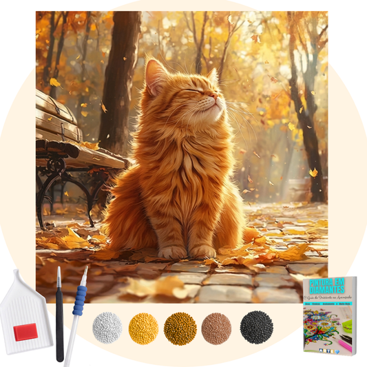 Kit Completo -  Pintura em Diamantes - Gatinho feliz