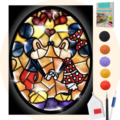 Kit Completo - Pintura em Diamantes - Mickey e Minnie Mosaico