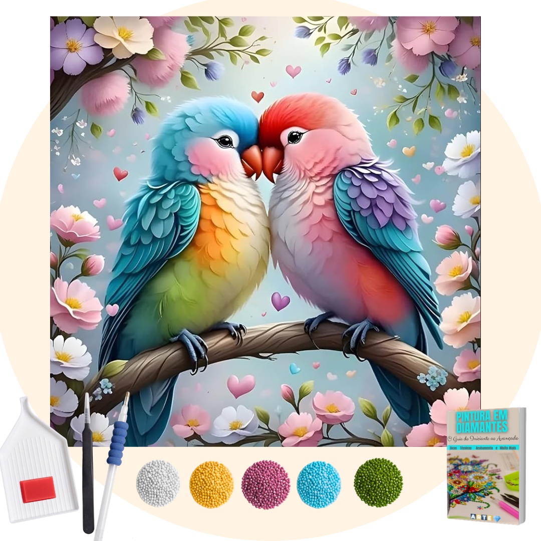 Kit Completo -  Pintura em Diamantes - Casal Colorido
