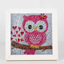 Kit Completo - Pintura em Diamante Kids - Coruja rosa - 15x15cm