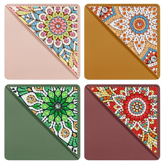 Kit 4 Marcadores de Livros Diagonal - Pintura em Diamante - Mandala flor 2