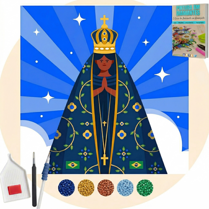 Kit Completo - Pintura em Diamantes - Nossa Senhora Aparecida - Modelo 4