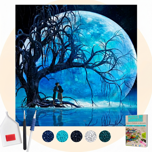 Kit Completo - Pintura em Diamantes - Lua Azul