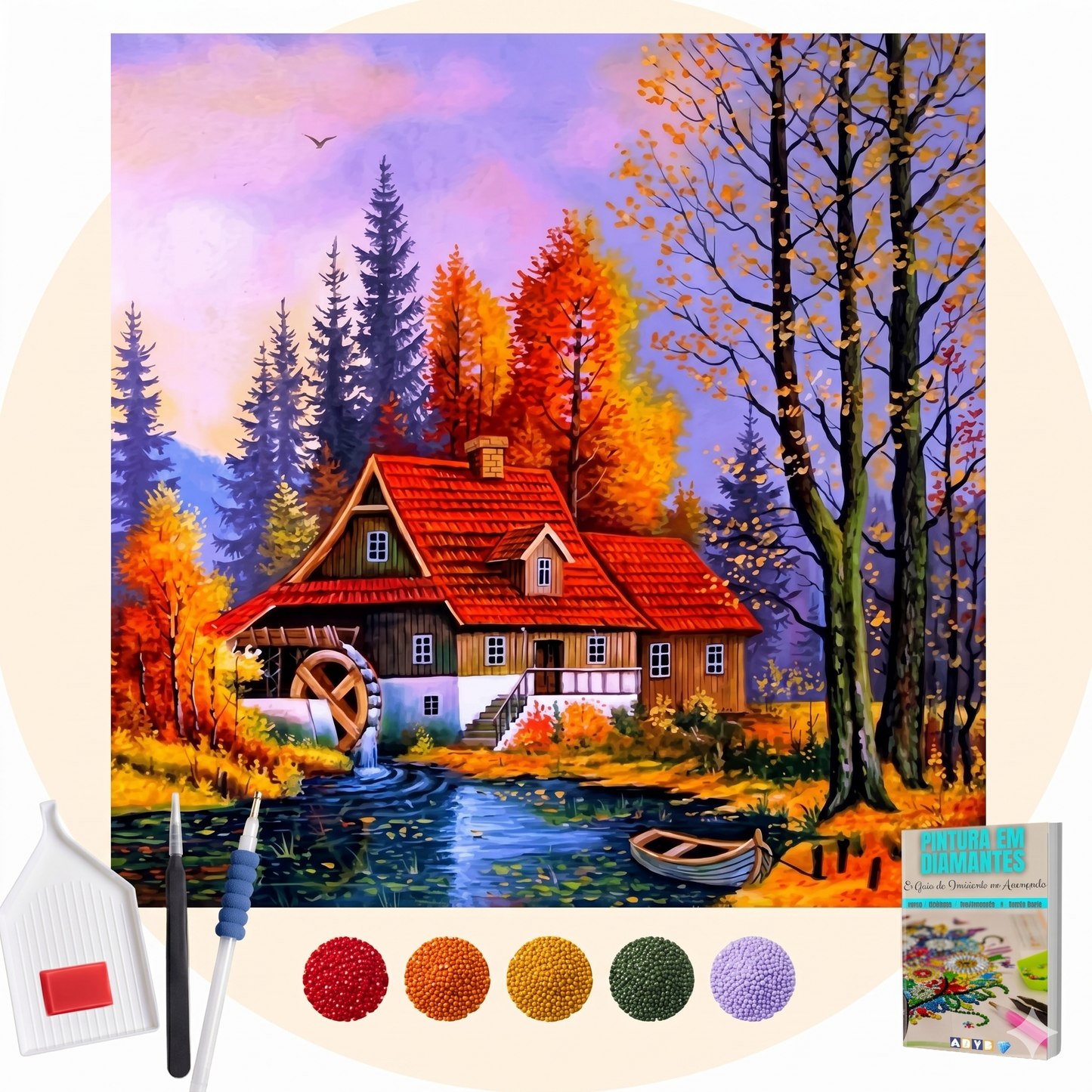 Kit Completo - Pintura em Diamantes - Vida no campo