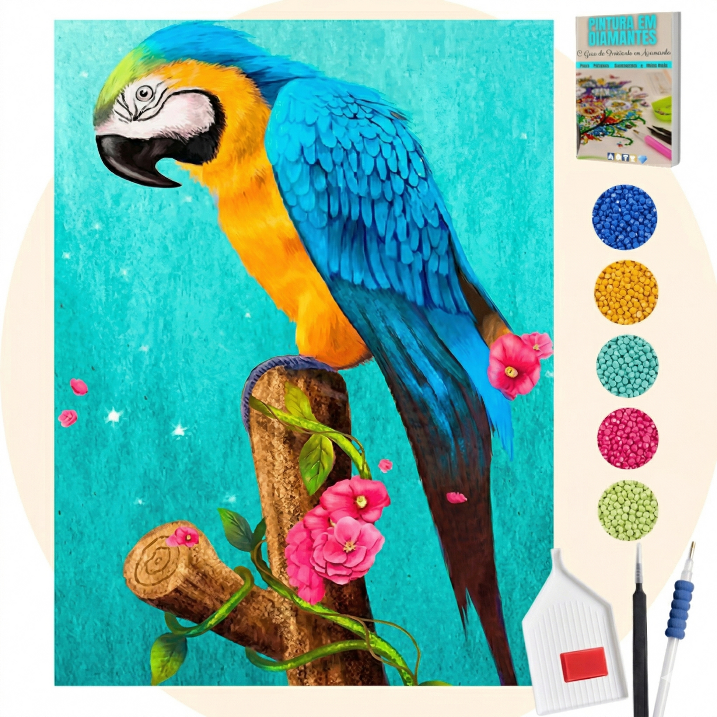 Kit Completo - Pintura em Diamantes - Ararinha