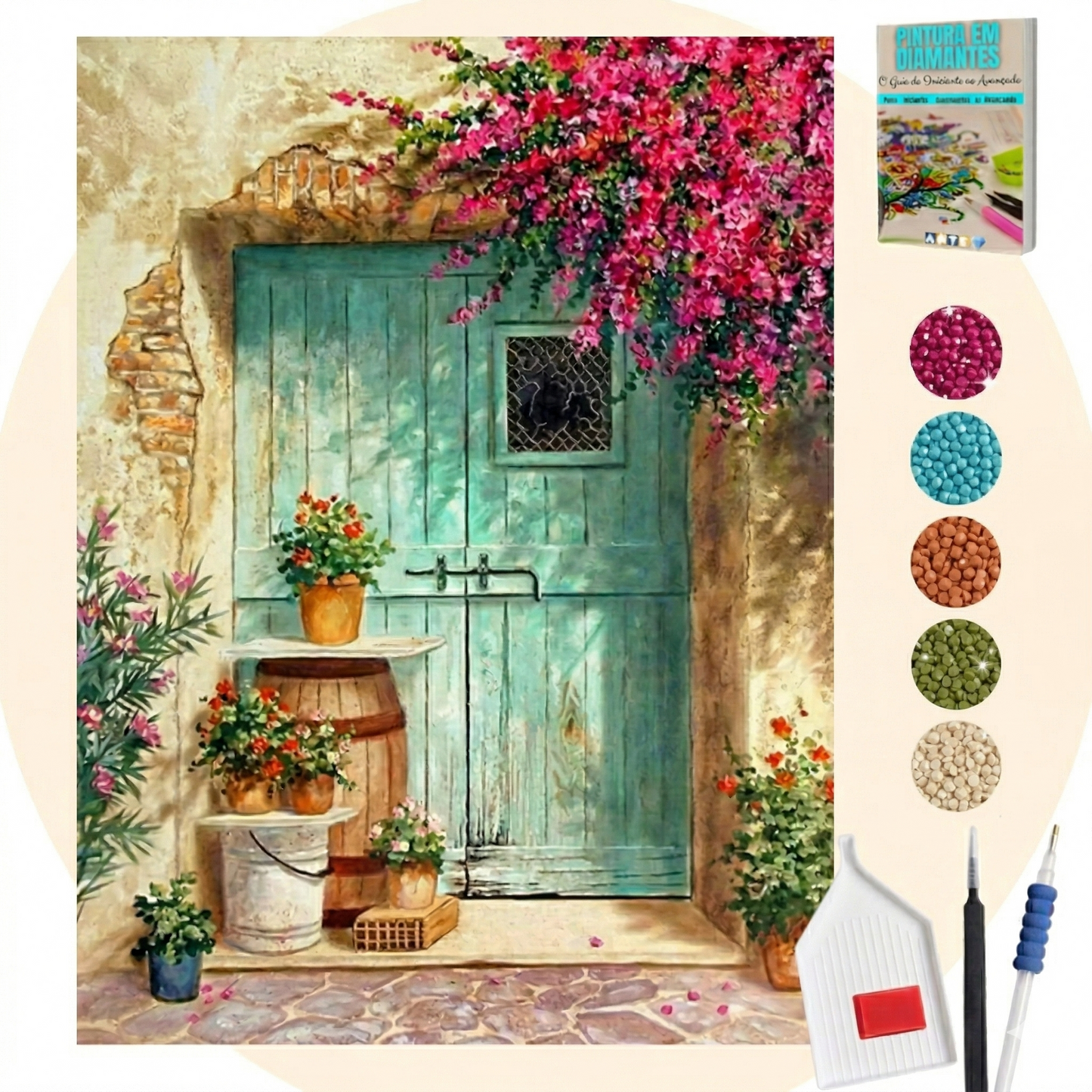 Kit Completo - Pintura em Diamantes - Porta grega