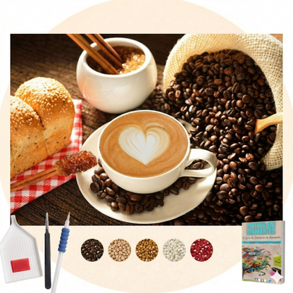 Kit Completo - Pintura em Diamantes - Love Coffee