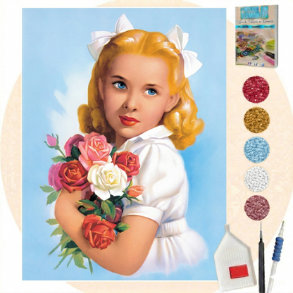 Kit Completo - Pintura em Diamantes - Menina Loirinha