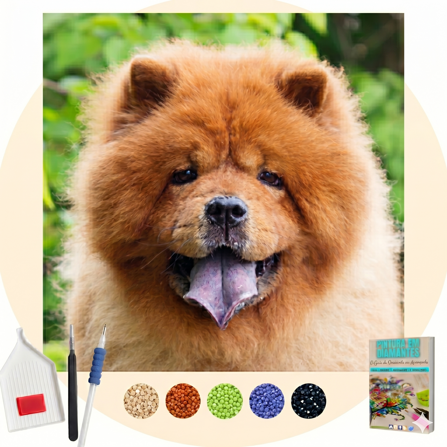 Kit Completo -  Pintura em Diamantes - Chow Chow 2