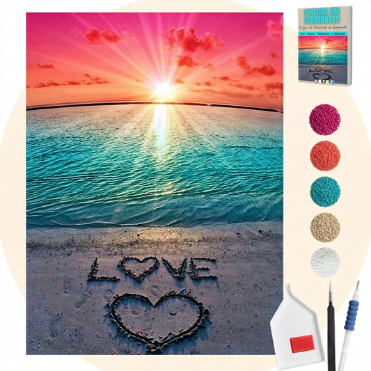 Kit Completo - Pintura em Diamantes - Sol, Mar e Amor