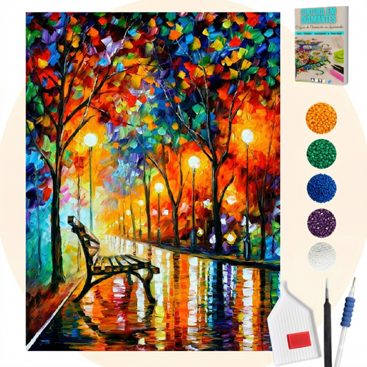 Kit Completo - Pintura em Diamantes - Noite de Outono