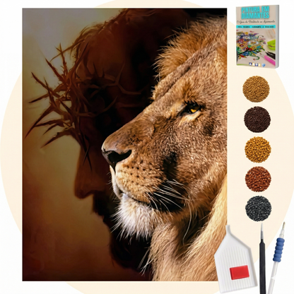 Kit Completo - Pintura em Diamantes - Leão da Tribo de Judá