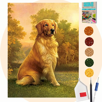 Kit Completo - Pintura em Diamantes - Golden Retrivier