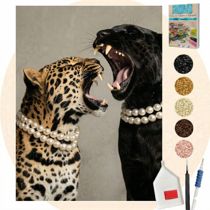 Kit Completo - Pintura em Diamantes - Onça e Leopardo