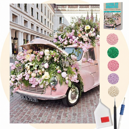 Kit Completo - Pintura em Diamantes - Fusca Rosa