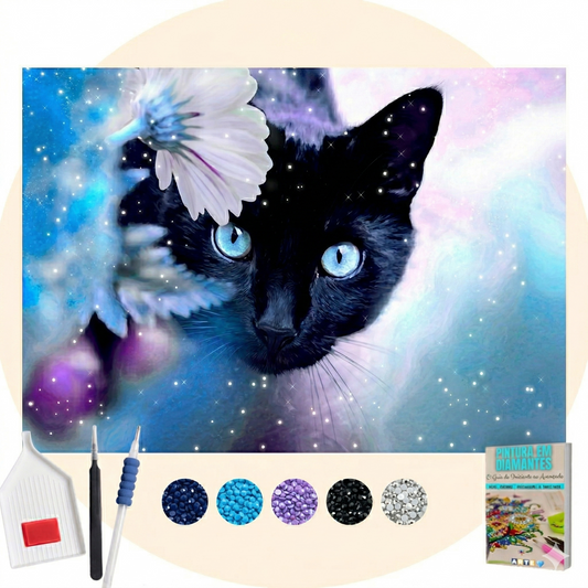 Kit Completo - Pintura em Diamantes - Olhar de gata