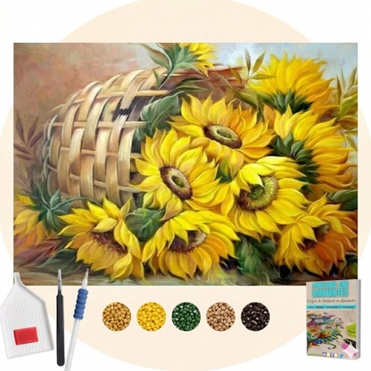 Kit Completo - Pintura em Diamantes - Girassóis