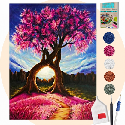 Kit Completo - Pintura em Diamantes - Árvores Gêmeas