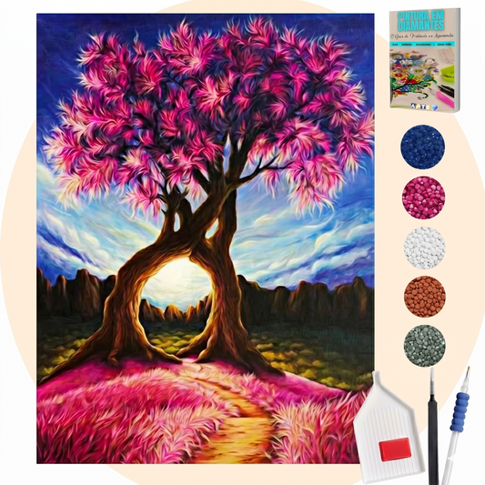 Kit Completo - Pintura em Diamantes - Árvores Gêmeas