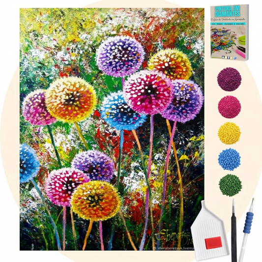 Kit Completo - Pintura em Diamantes - Dente de Leão