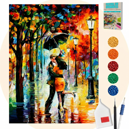 Kit Completo - Pintura em Diamantes - Eu, Você e o Guarda Chuva
