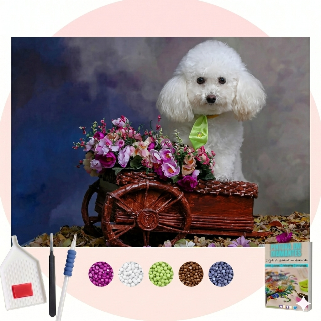 Kit Completo - Pintura em Diamantes - Poodle dog