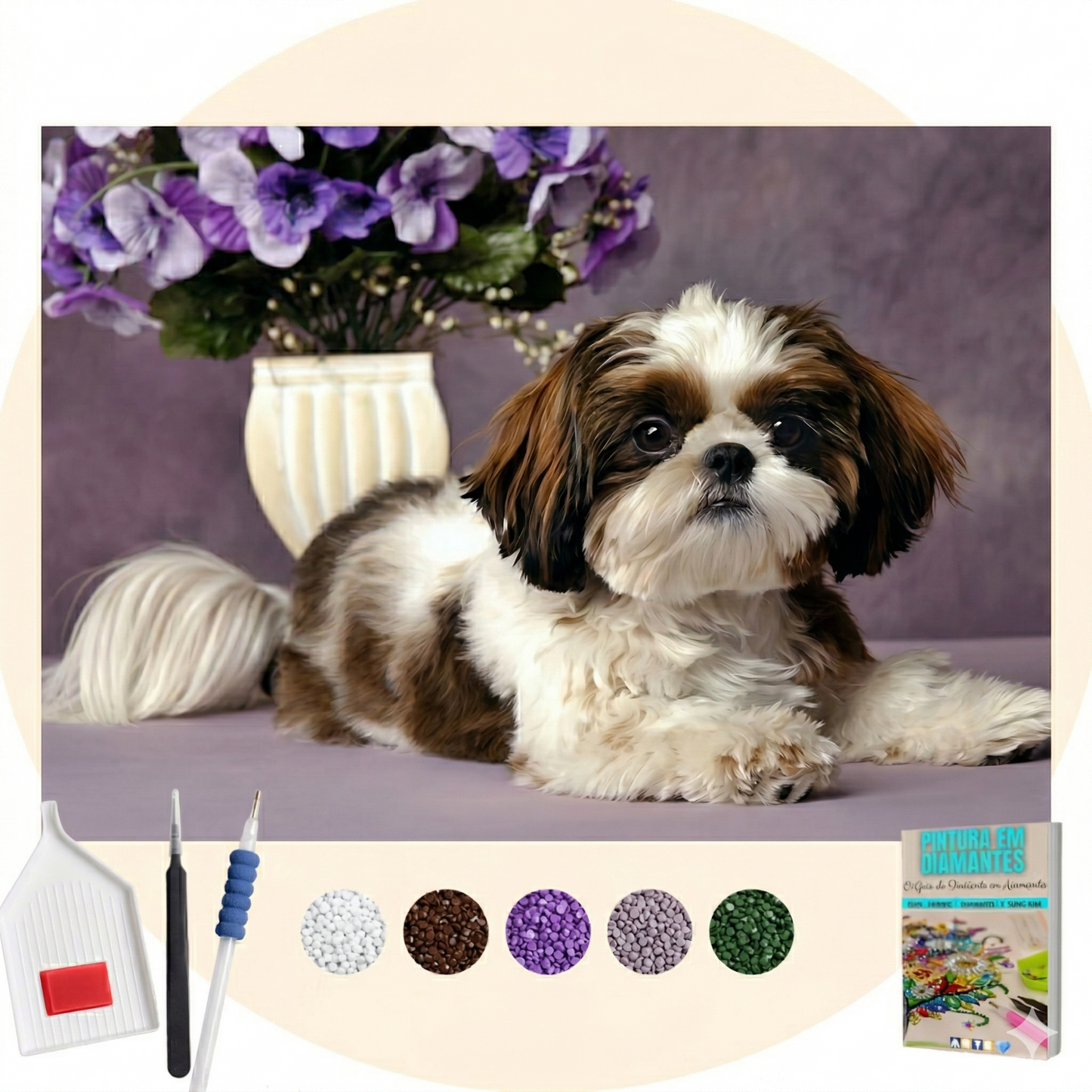 Kit Completo - Pintura em Diamantes - Shih Tzu 3