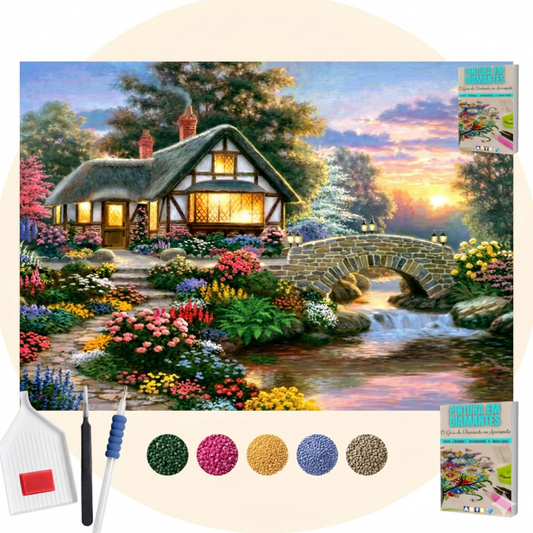 Kit Completo - Pintura em Diamantes - A casa e o Riacho