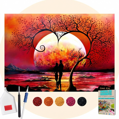Kit Completo - Pintura em Diamantes - Amor sob o luar