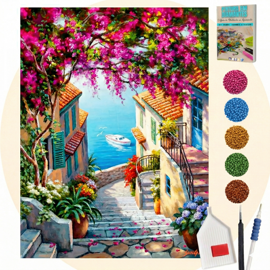 Kit Completo - Pintura em Diamantes - Indo a praia