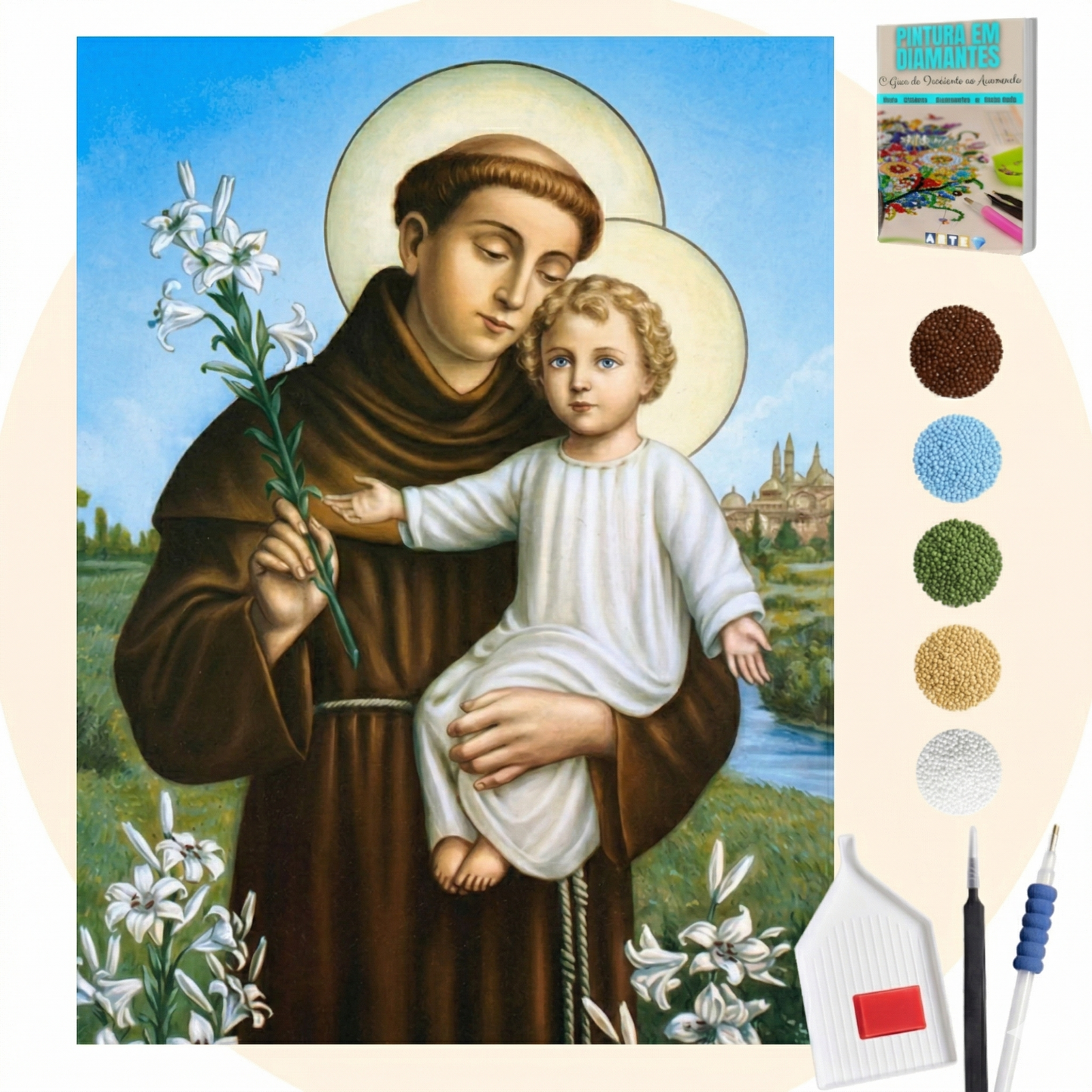 Kit Completo - Pintura em Diamantes - Santo Antônio