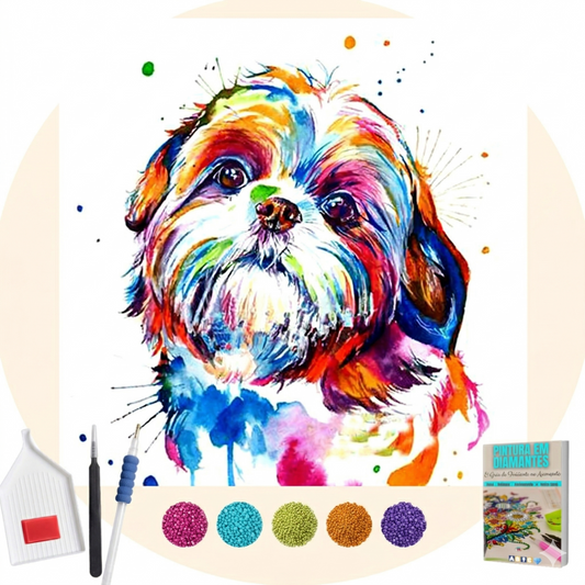 Kit Completo -  Pintura em Diamantes - Shih tzu