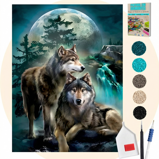 Kit Completo - Pintura em Diamantes - Lobos