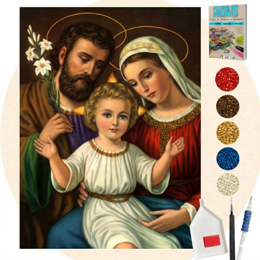 Kit Completo - Pintura em Diamantes - Sagrada Familia