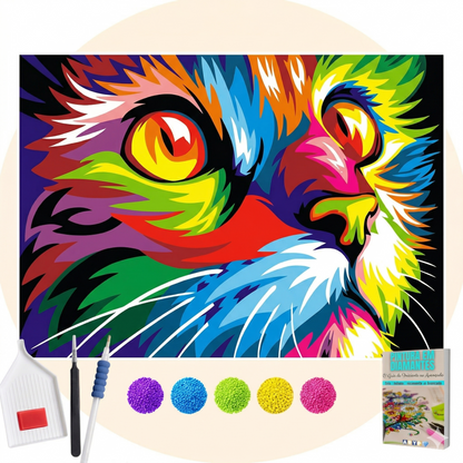 Kit Completo - Pintura em Diamantes - Olhar Felino