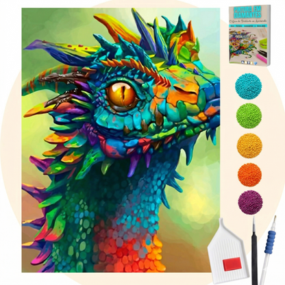 Kit Completo - Pintura em Diamantes - Dragão