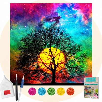 Kit Completo - Pintura em Diamantes - Céu Multicolor