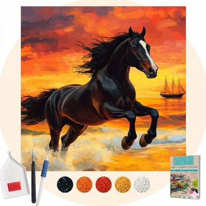 Kit Completo -  Pintura em Diamantes - Cavalo Imponente