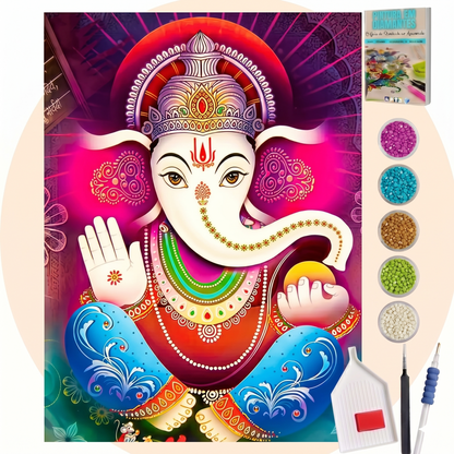 Kit Completo - Pintura em Diamantes - Ganesha