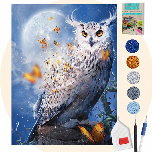 Kit Completo - Pintura em Diamantes - Coruja magnifica